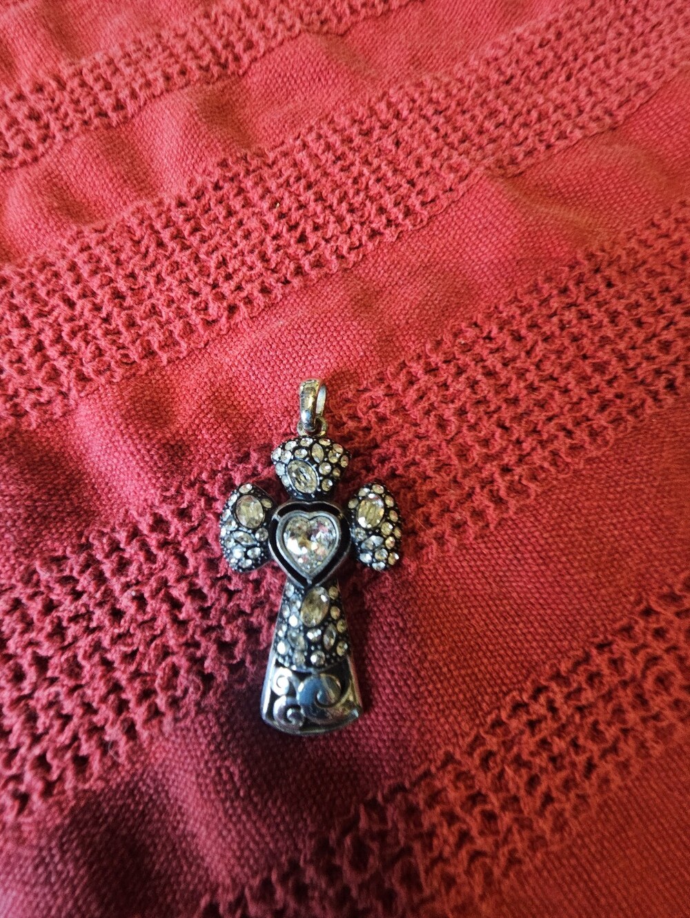 Brighton Silver Cross Pendant With White Crystals